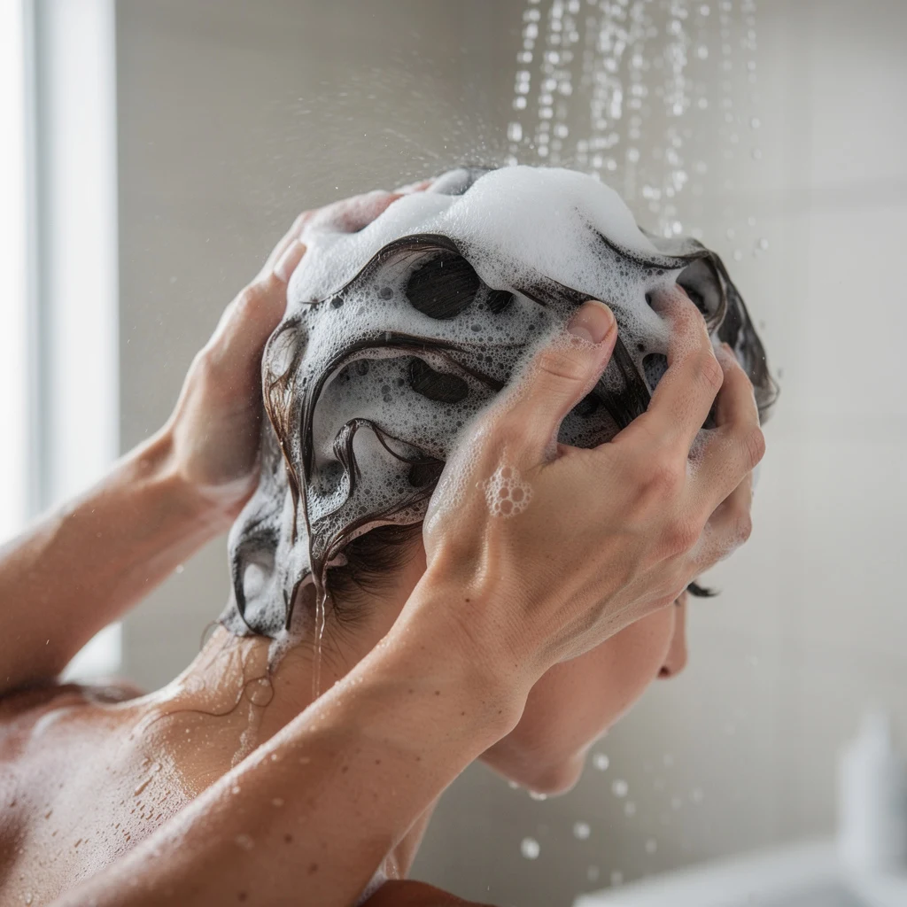 Application du shampoing