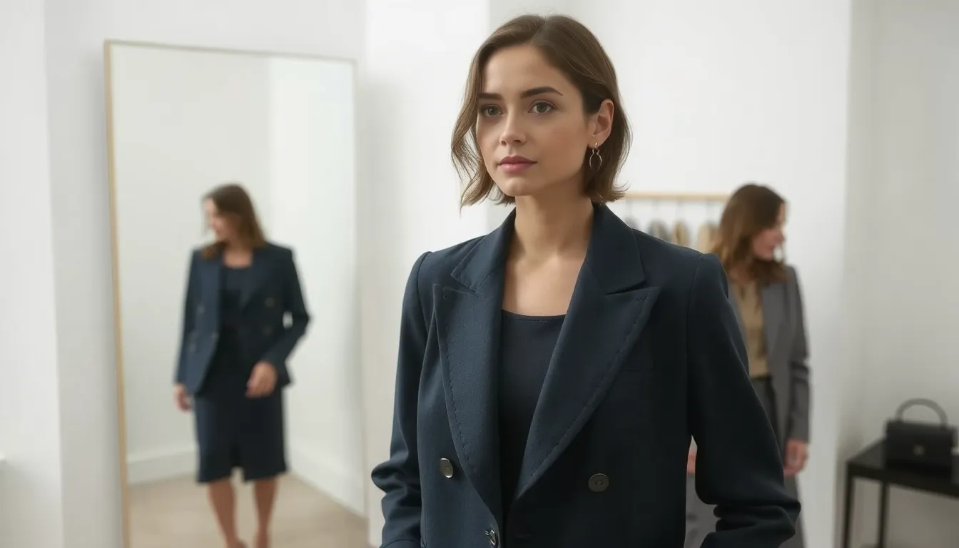 veste avec robe bleue marine